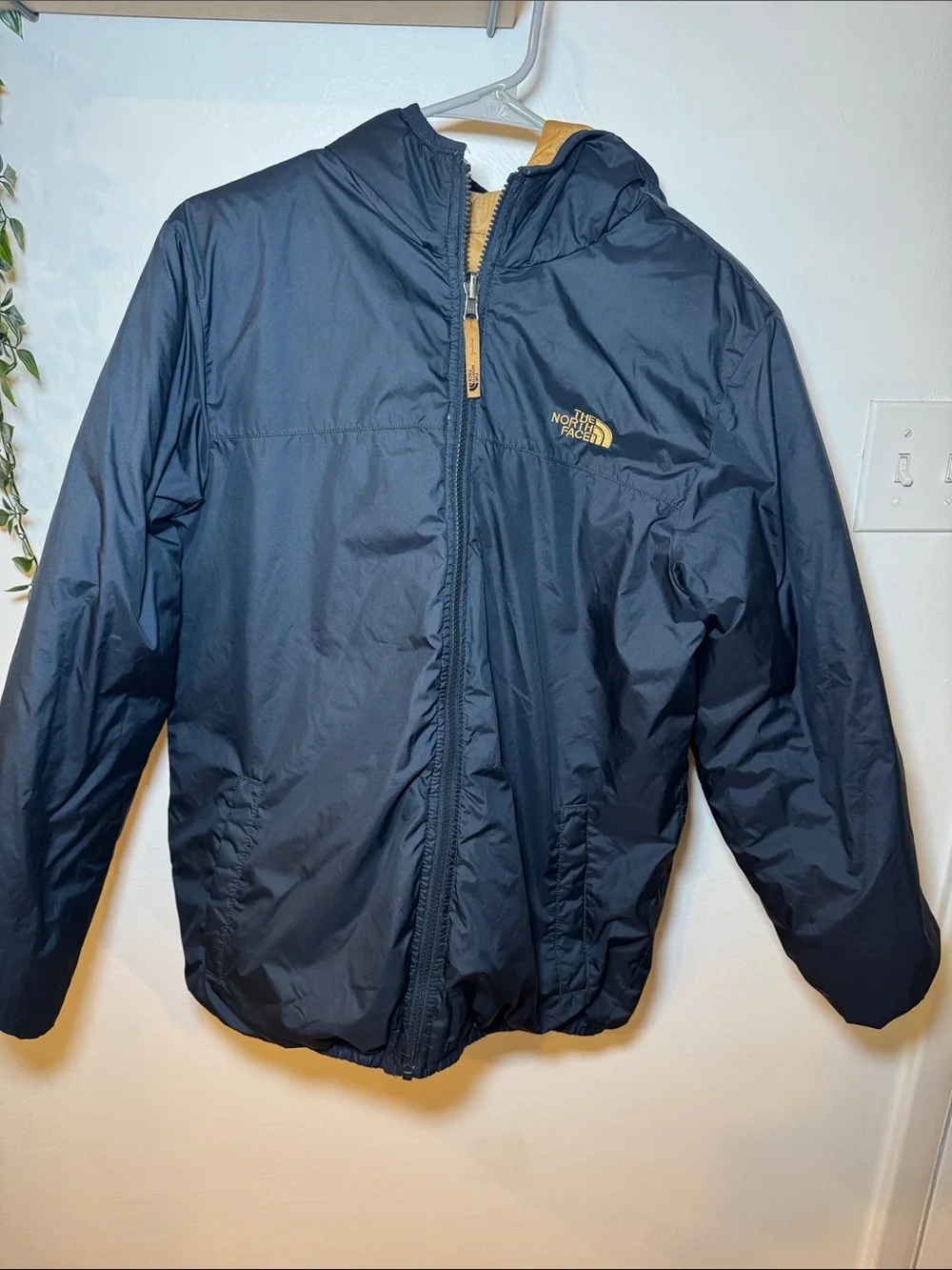 The North Face reversible double sided down Jacket - Navy & Mustard boy XL